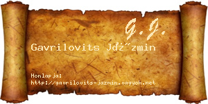Gavrilovits Jázmin névjegykártya